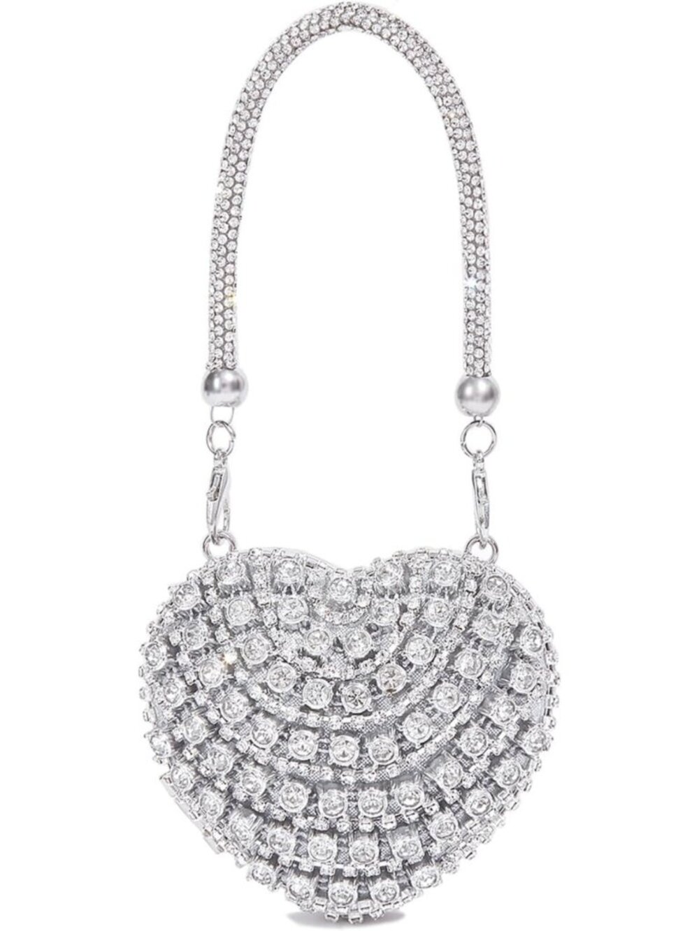 Sparkly Mini Heart Shape Clutch Purse with Rhinestones for Evening, Prom